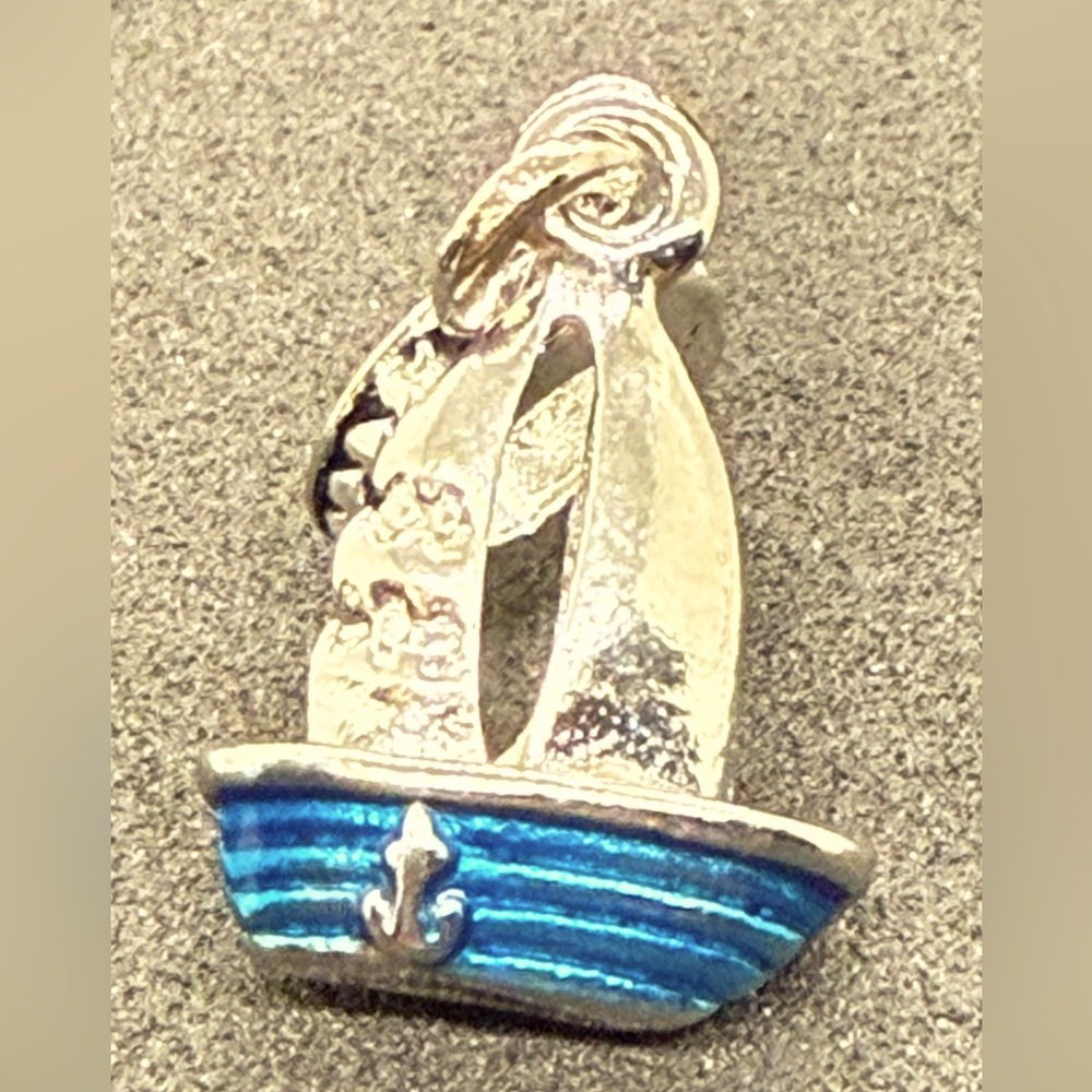 Silver and Blue Sailboat Bracelet Charm